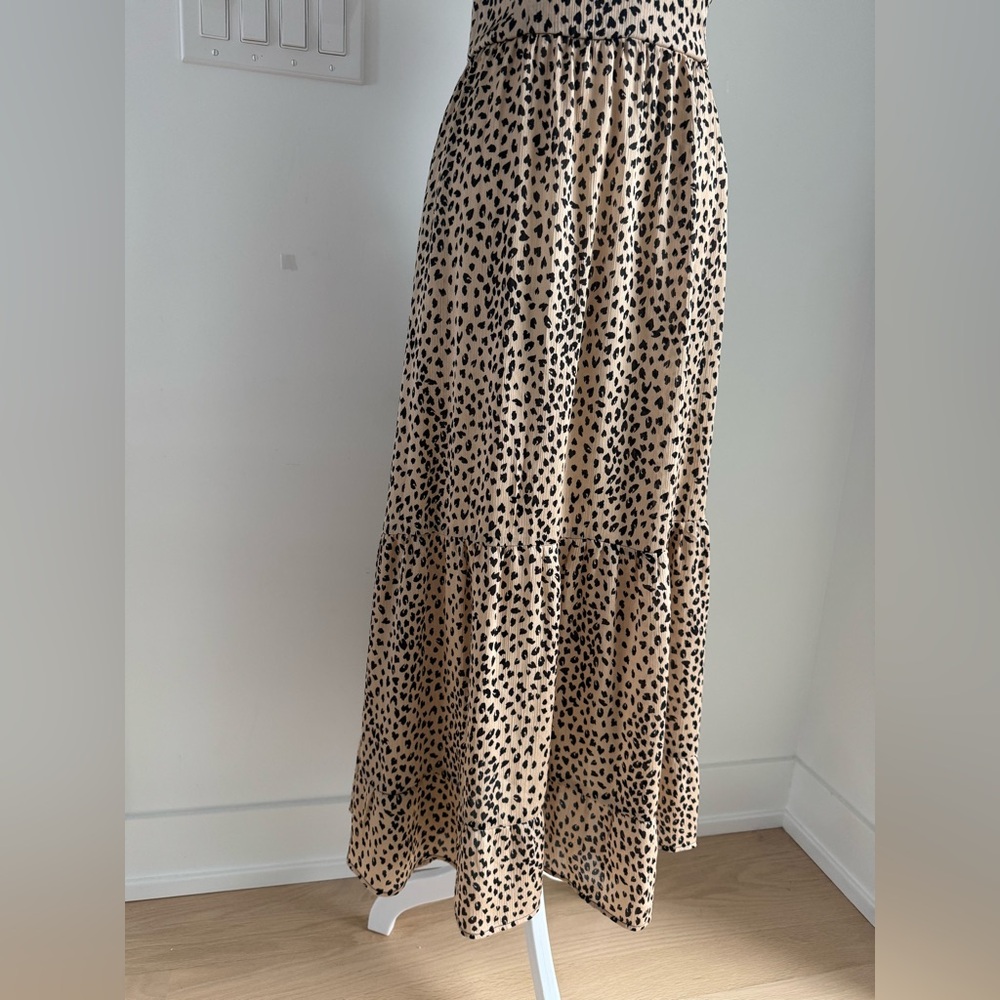 Cupshe‎ Animal Spot Print Tie Back Vneck Lace-up Backless Maxi Slip Dress NEW - Picture 4 of 11